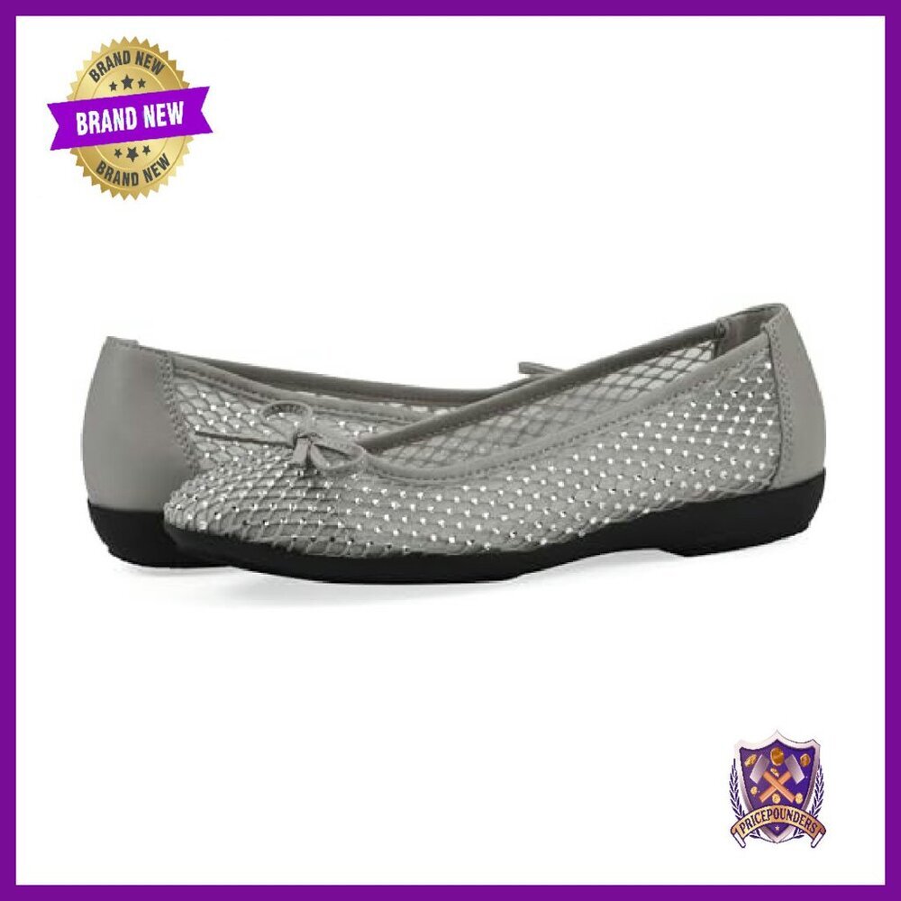 Cushioned Mesh Ballet Flats with Rhinestone Bow - Size 8 - Picture 3 of 8